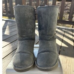 LAMO Suede Boots Winter Gray Leather Faux Fur Lined‎ Women's Size 9